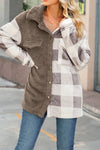 Karierter Mantel aus Flanell-Fleece und Patchwork SR011: Brown / S