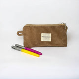 MERGAN CRAFTS - TEXTILE - Mini-Beuteltasche aus Corduroy — Stifteetui//Brillenetui: Brown