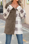 Karierter Mantel aus Flanell-Fleece und Patchwork SR011: Brown / M