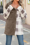 Karierter Mantel aus Flanell-Fleece und Patchwork SR011: Brown / L