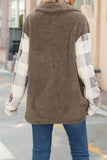 Karierter Mantel aus Flanell-Fleece und Patchwork SR011: Brown / L