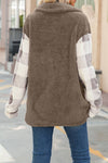Karierter Mantel aus Flanell-Fleece und Patchwork SR011: Brown / M