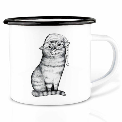 LIGARTI - Emaille Tasse - Gute Nacht Katze